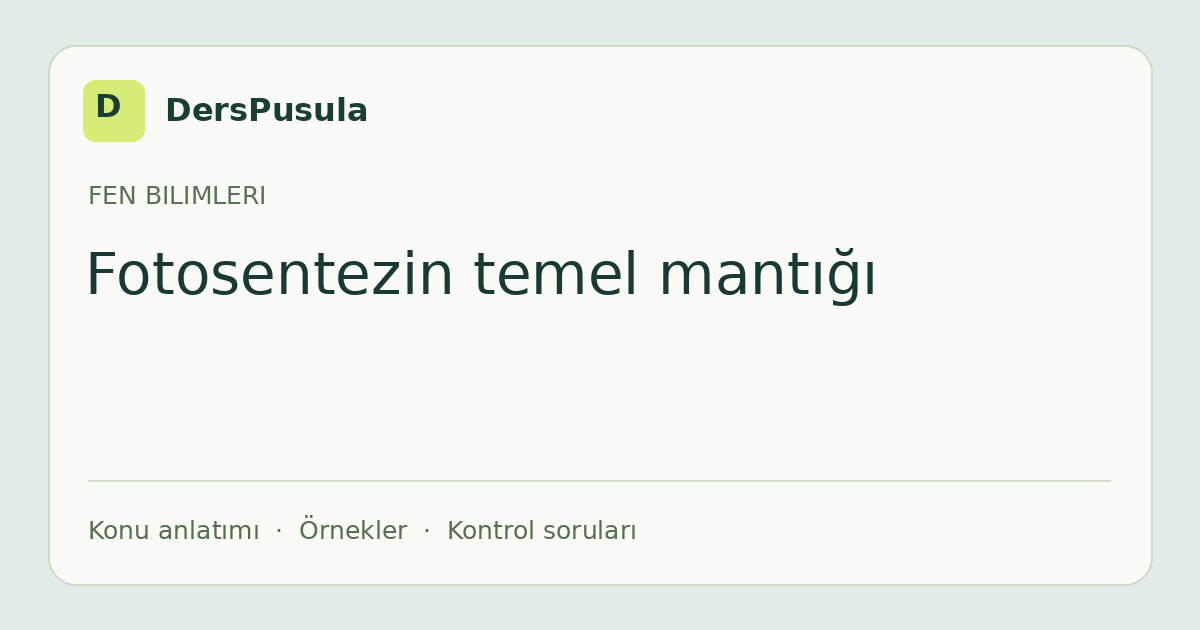 Fotosentezin temel mantığı için DersPusula konu kartı
